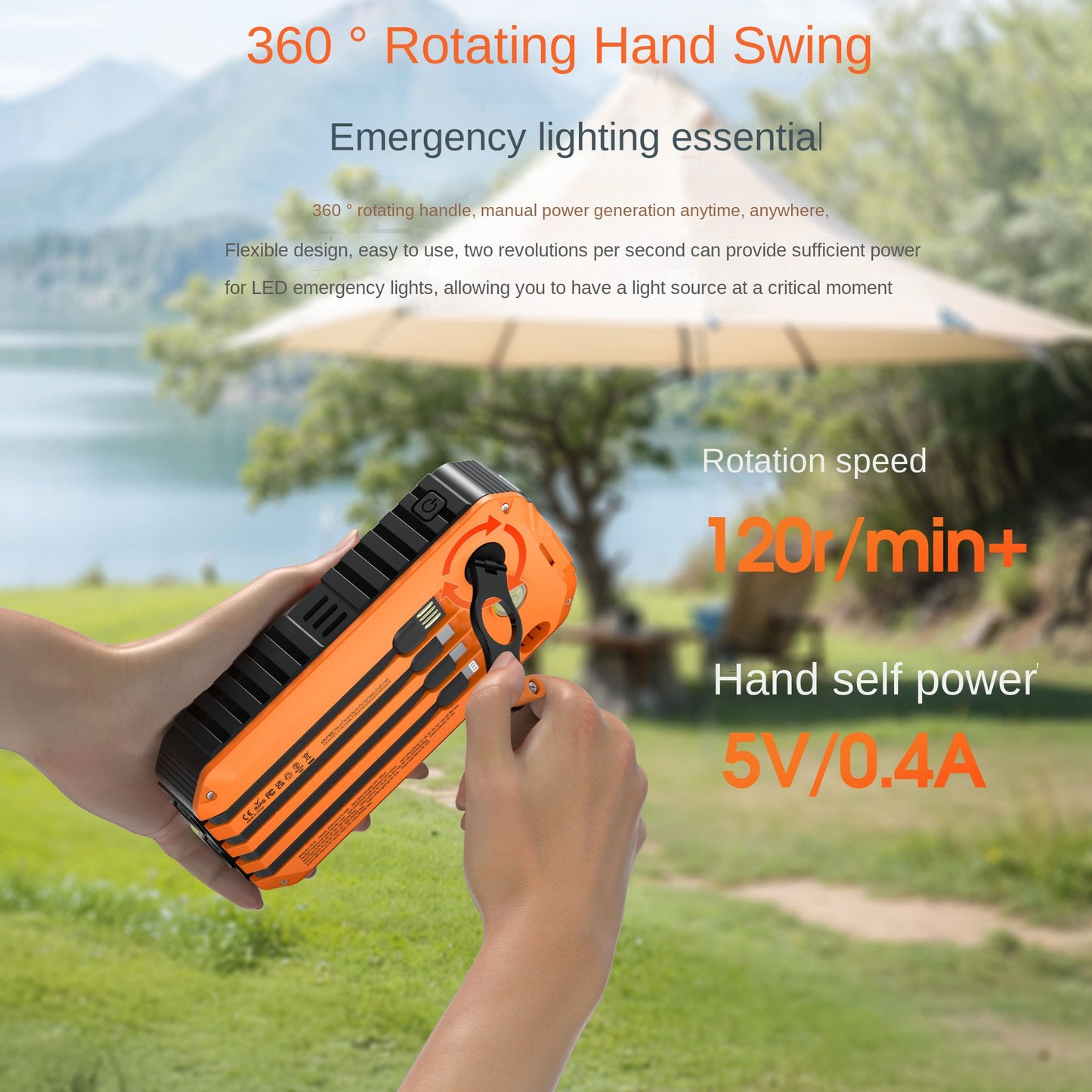 Solar Hand Crank Power Generation Fast Charging Power Bank