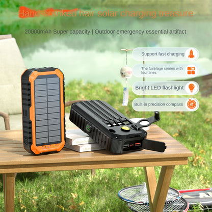 Solar Hand Crank Power Generation Fast Charging Power Bank