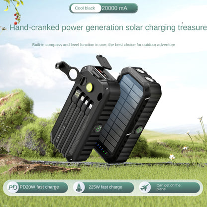 Solar Hand Crank Power Generation Fast Charging Power Bank
