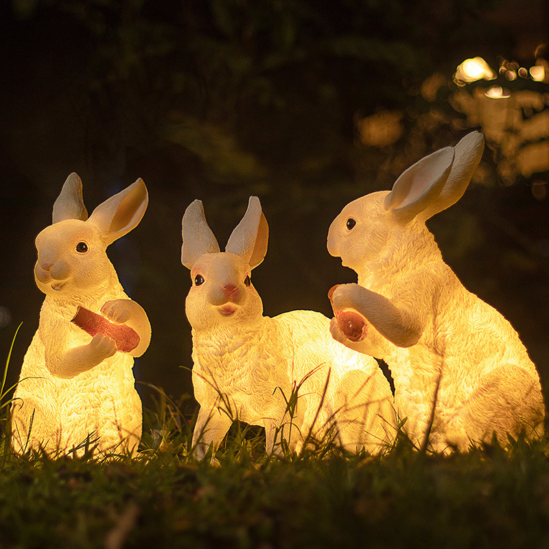 New Glowing Rabbit Light Fiberglass Light Solar Animal Light Outdoor Landscape Lighting Decoration Garden Lawn Light