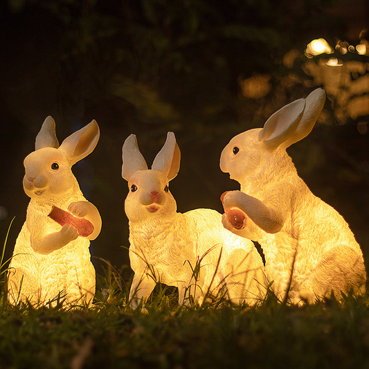 New Glowing Rabbit Light Fiberglass Light Solar Animal Light Outdoor Landscape Lighting Decoration Garden Lawn Light