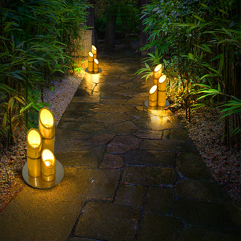 Outdoor rainproof luminous bamboo-style downlight