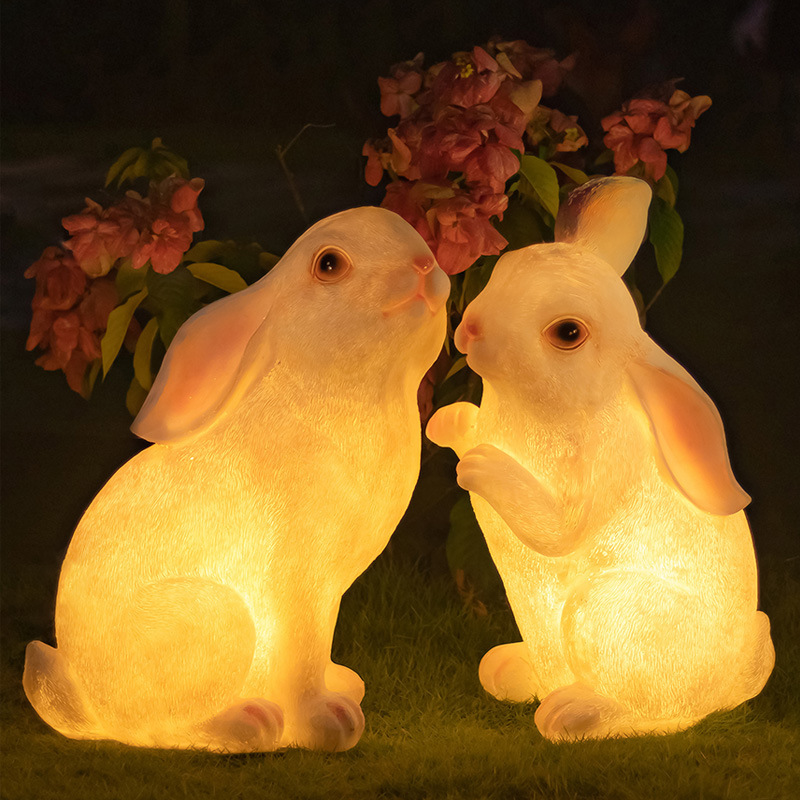 New Glowing Rabbit Light Fiberglass Light Solar Animal Light Outdoor Landscape Lighting Decoration Garden Lawn Light