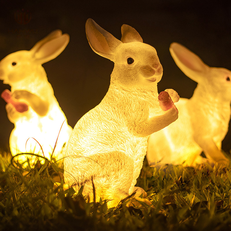 New Glowing Rabbit Light Fiberglass Light Solar Animal Light Outdoor Landscape Lighting Decoration Garden Lawn Light